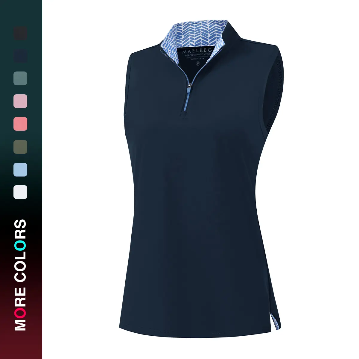 MAELREG Womens Golf Shirt Sleeveless Collared Polo Shirts for Women Quick Dry Tennis Athletic Tank Tops Quarter Zip