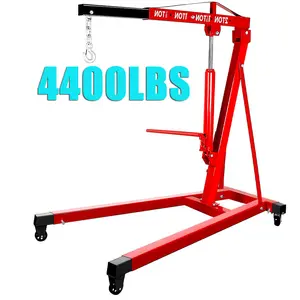 4400 LBS Engine Hoist, 2 Ton Cherry Picker Engine Hoist, Folding Engine Shop Crane Hoist Lift, 8T Hydraulic Pump, Cherry Picker Shop Crane with 4 Casters for Engine Lifting Loading
