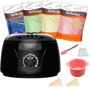 Waxing Kit Black Wax Kit for Women Men Sensitive Skin Hard Waxing Pot for Eyebrow Face Leg Underarm Coarse Soft Painless Hair Removal Professional Wax Warmer With 4 Packs of 100G Hard Wax Beads Accessories for Home Salon