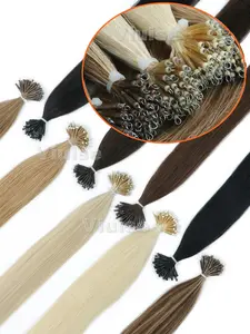 50strands 30G Invisible Nano Rings Hair Extensions With Beads,Straight Natural Micro Bead Pre Bonded Hairpieces Extensions,Blonde/Brown/Black Hair Add Volume For Women/Girls,Sutiable Single&Salon