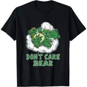 100%25 Cotton Short Sleeve Funny Bear Smoking Weed Cannabis Marijuana 4:20 Stoner Gift T-Shirt for Men Women