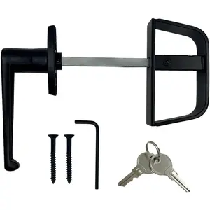 L-Handle Shed Door Latch Lock Kit with 2 Keys and 2 Screws, 4-1/2" Stem for Barn Playhouse & Chicken Coop Door