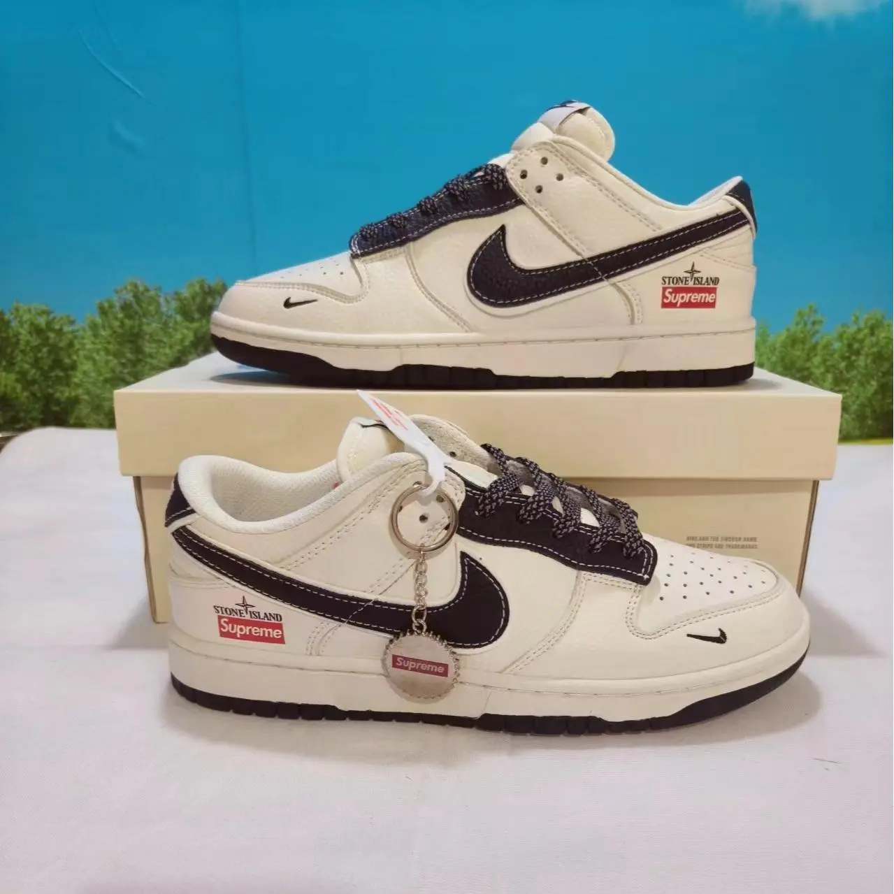 Off-white black suede red tag retro low-top sneakers featuring scuff-proof dual-tone black off-white layered vintage gum rubber outsoles, tear-resistant sweat-wicking soft perforated smooth leather construction, toe embedded multi-hole ventilation cutouts