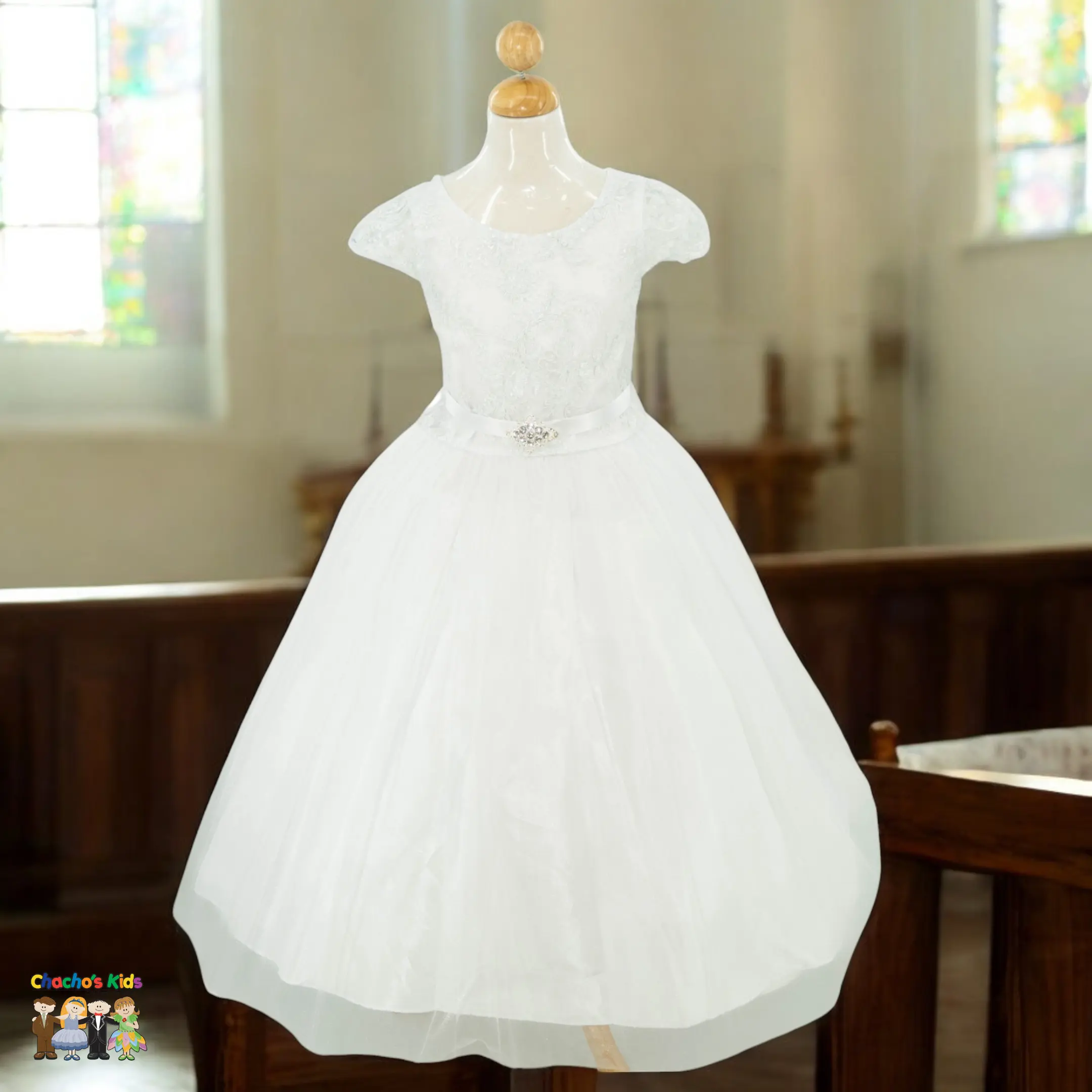 First Communion White Dress (404)