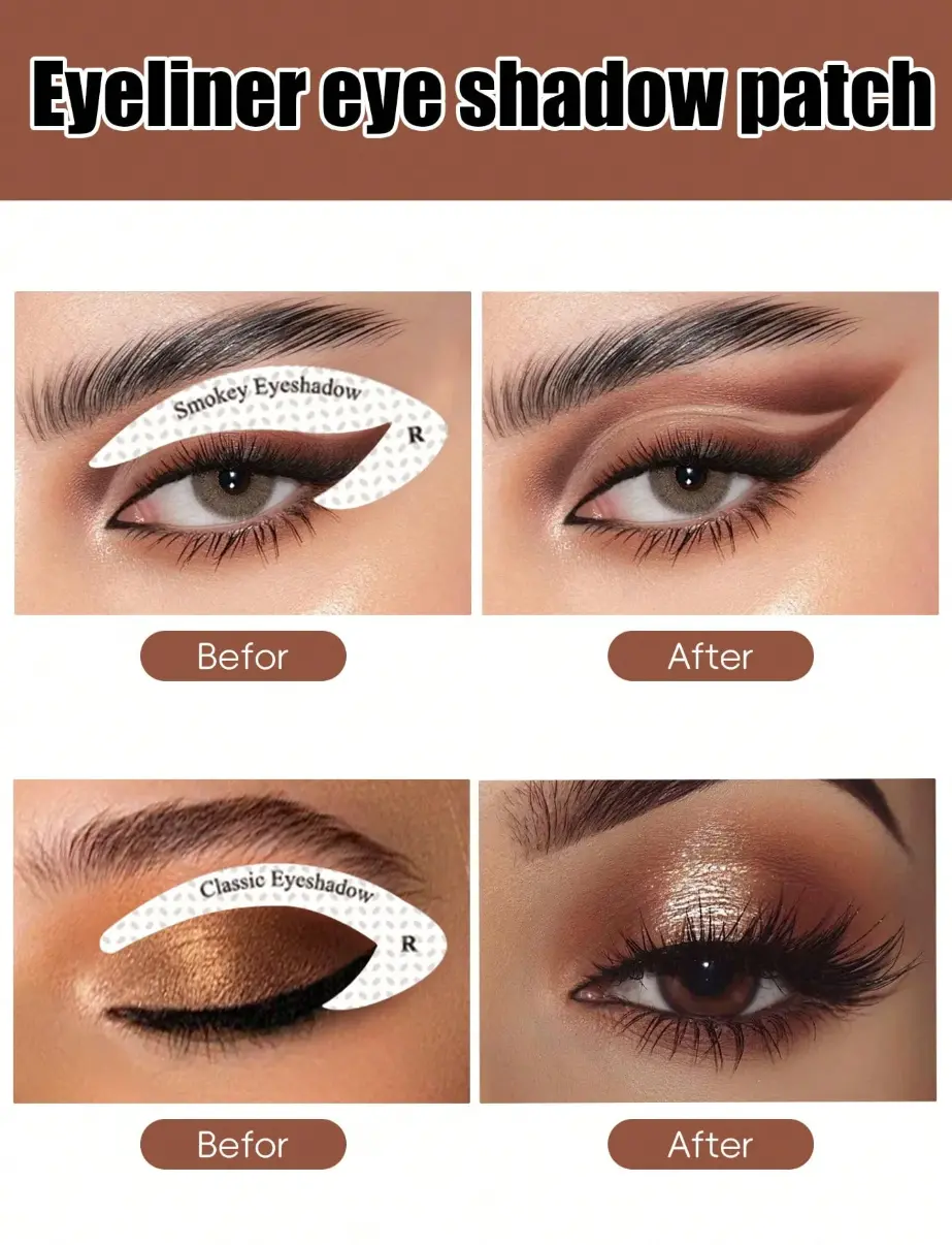 No-Mess Eyeshadow Wing Liner Guide Patches, Disposable Cat Smoky Eye Makeup Stencil Stickers