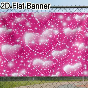 2D flat banner, 1pcPink Heart Sparkle Party Backdrop, Romantic Star - Burst Heart Outlines Decor for Love & Festive Themed Events, Transparent Heart Background Banner