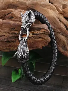 Punk Style Wolf Design Rope Bracelet, Fashion Jewelry for Party, Daily Clothing Decor, Trendy All-match & Exquisite Jewelry for Birthday Gift