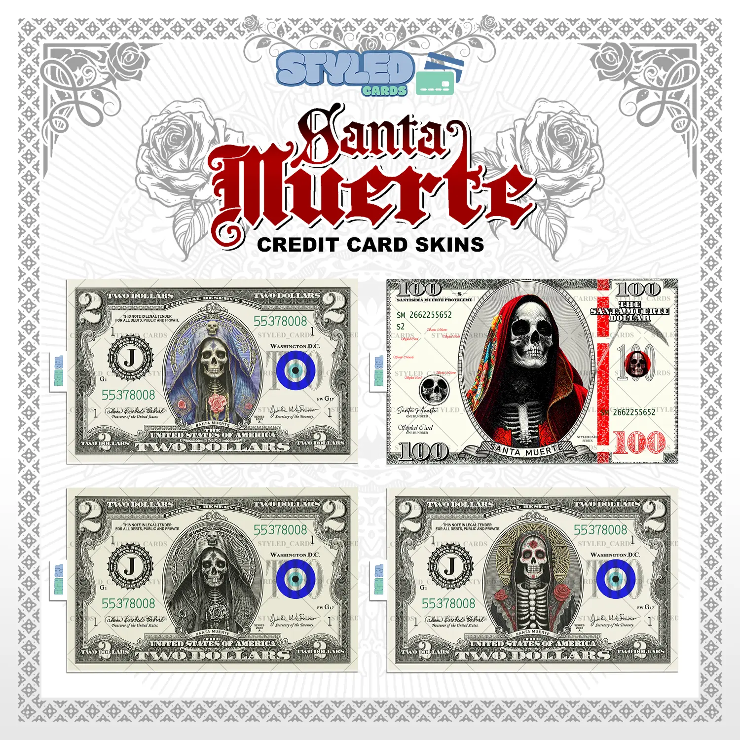 Santa muerte rectangle vinyl sticker
