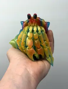 3D Printed Hermit Crab Figurine!  Customizable Shell and Crab Color! Low Maintenance Plastic Pet! Birthday gift, home decoration, and figurine