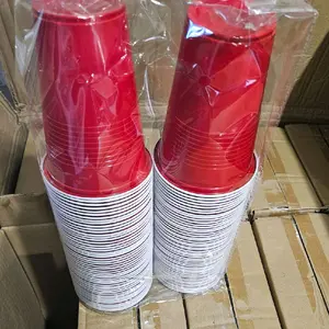 Red Disposable Party Plastic Cups 100 Pack 16oz Ideal for Festive Gatherings and Events