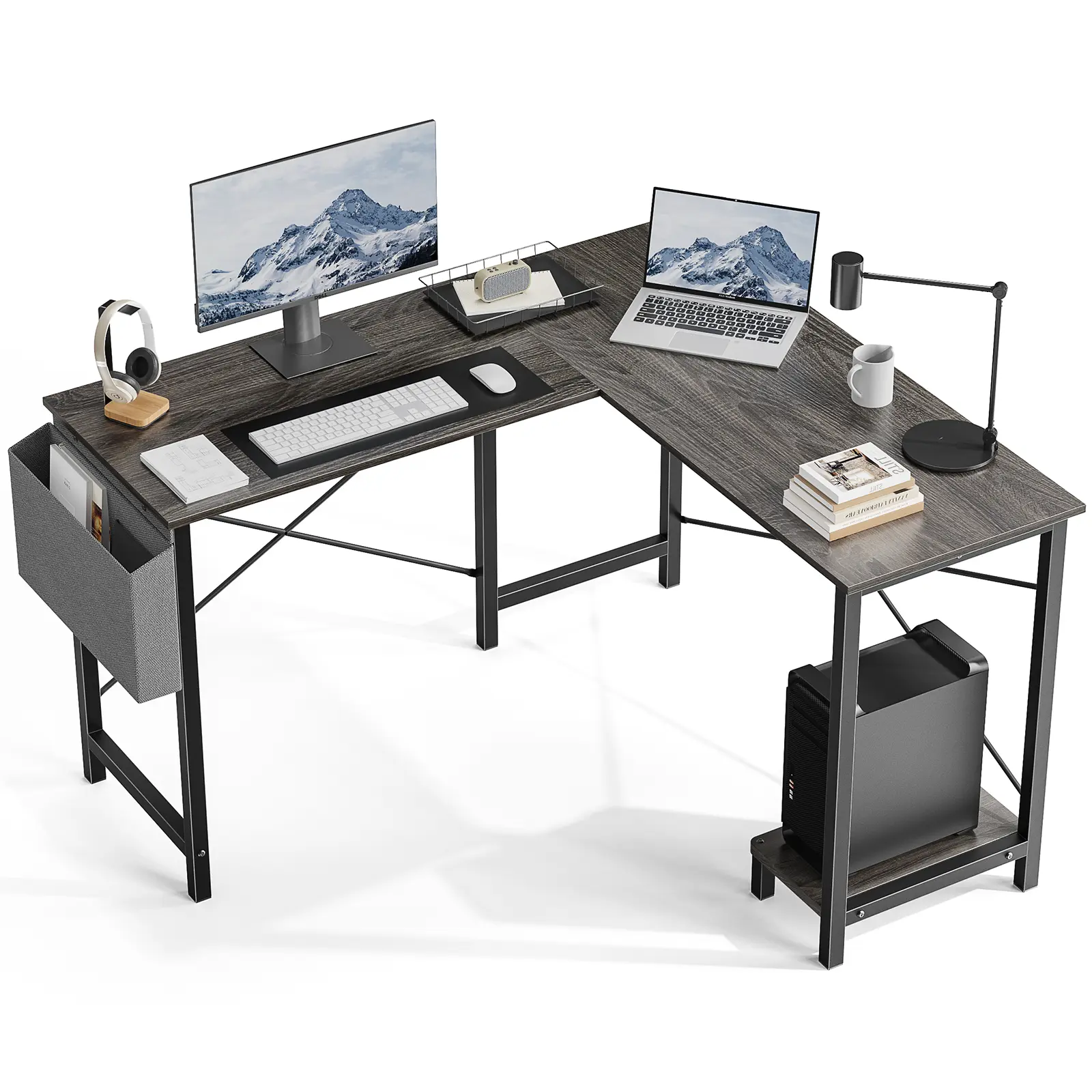 50-Inch Durable L-Shaped Esports Computer Desk - Modern Wood Office Furniture, Computer Working Desk with Storage, CPU Stand, Assembly Required for Home Office, Bedroom Use