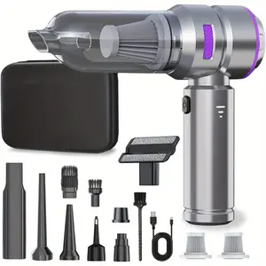 Car vacuum cleaner, high power mini vacuum cleaner, rechargeable handheld wireless compressed air hair dryer, suitable for household and interior cleaning