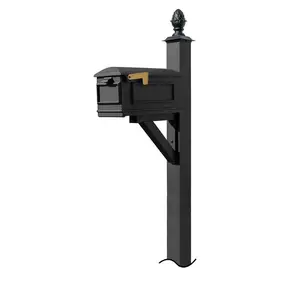QualArc  Westhaven System with Lewiston Mailbox with No Base Pineapple Finial, Black