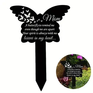 Butterfly Design Memorial Stake, 1 Count Waterproof Acrylic Grave Marker, Sympathy Garden Stake for Outdoors Yard