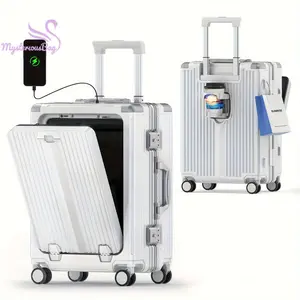Bags&suitcases Fashionable 22-Inch Spinner Luggage with Aluminum Frame, USB Charging, TSA Lock, Durable PC Shell and Aluminum Handle