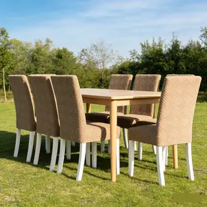 4/6pcs Stretch Fiber Jacquard Chair Covers, Stretch Chair Slipcovers, Elastic Sliding Bands, Pet-Friendly, Removable, Home & Outdoor Decor