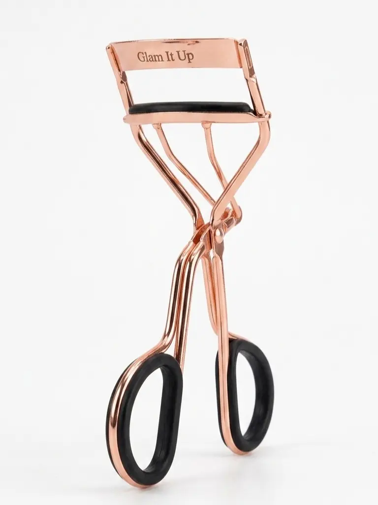 Glam It Up Beauty Rose Gold Eyelash Curler, a Curl Enhancing Kit for a Long-Lasting Lift in Your Beauty Routine, Includes 5 Silicone Pads & Brush, Night Out, Curling Lashes, Makeup Products, Day At The Office, Non-Slip Grip