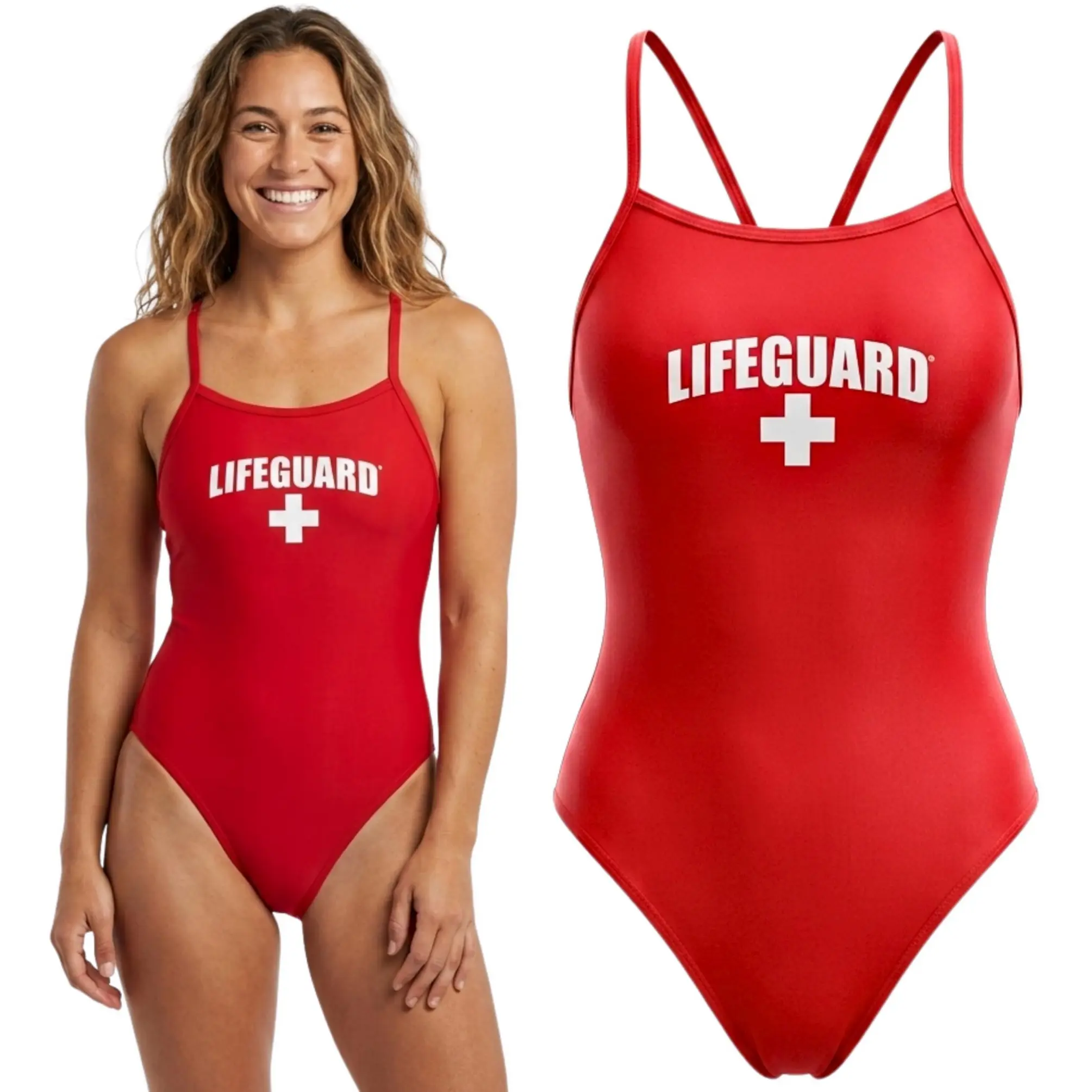 LIFEGUARD Officially Licensed Swimsuit for Women & Ladies, One Piece Swimming Suit, Elastic Comfort Straps.