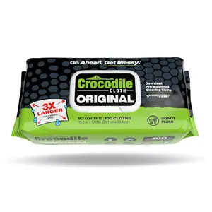 Crocodile Cloth Original – Oversized Shop & Home Wipes (100 Count)– Safe on Skin, Tough on Messes