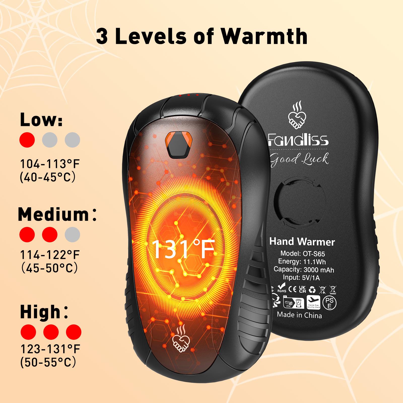FANDLISS Rechargeable Hand Warmers, USB Charging Portable Pocket Double-Sided Heater, Spider-Style, 6000mAh, 3 Heat Level,2PCS Christmas Gifts FANDLISS Rechargeable Hand Warmers, USB Charging Portable Pocket Double-Sided Heater, Spider-Style, 6000mAh, 3 Heat Level,2PCS Christmas Gifts