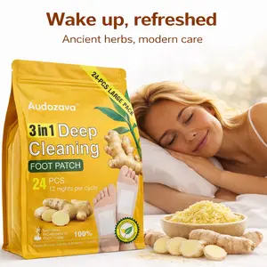 24Pcs Natural Herbal Foot Pads Lavender Bamboo Charcoal Vinegar Ginger Deep Cleansing Patches for Sleep Stress Relief Relaxation Overnight Soothing Foot Care Kit