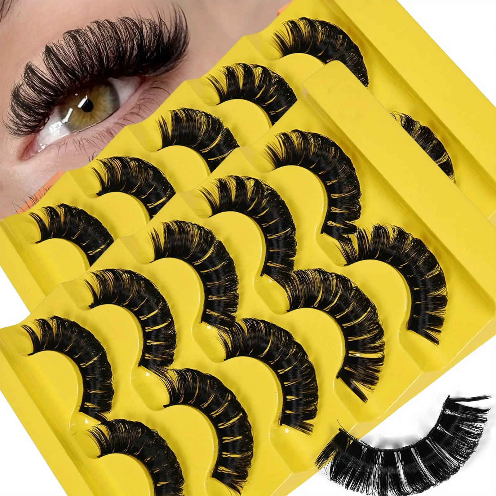 10Pairs/2Pack Lashes DD Curl Russian Lashes 3D Faux Fake Eyelashes Reusable Fluffy Russian Strip Lashes eyelash extension Cosmetic False Lashes Diy Volume Eyelashes High Quality Eyelashes