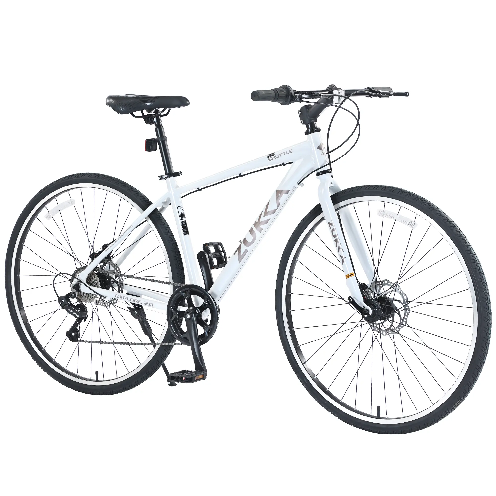 Shimano 7-Speed Hybrid City Bike - Lightweight Aluminum Frame, Dual Disc Brakes, 700C Wheels - Unisex Adult Commuting & Fitness Bicycle