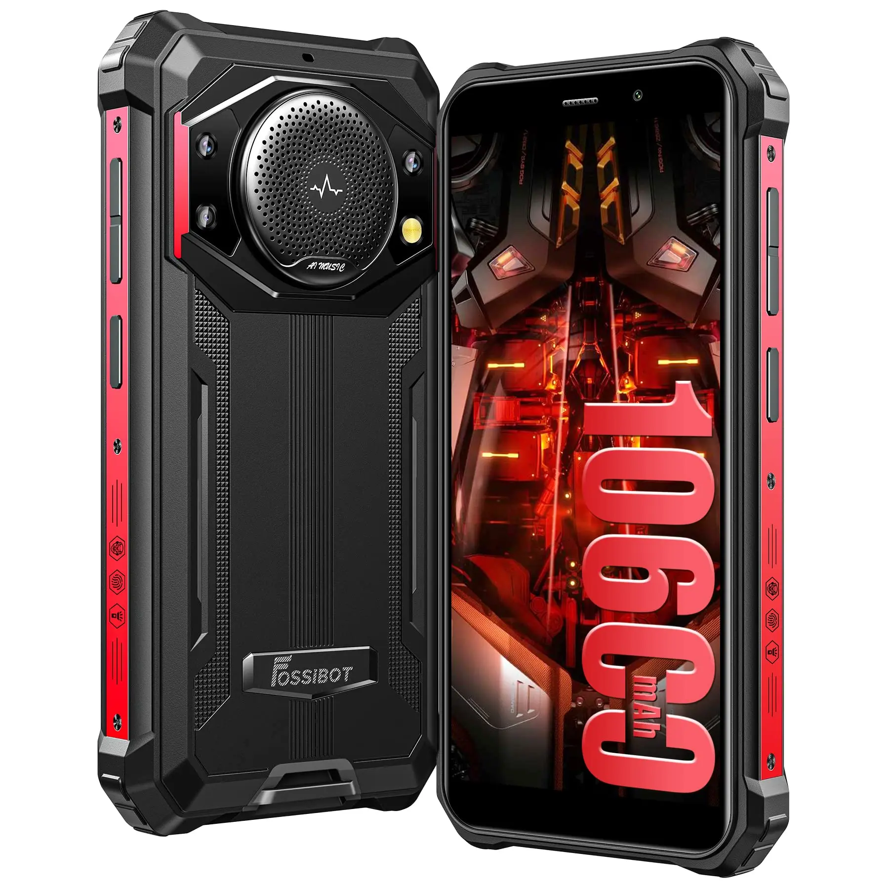 【DealsForYouDays】FOSSiBOT F101P Rugged Call Phone，Android 13 7GB+64GB /1TB Rugged Smartphone 10600mAh Unlocked Phone 123dB Loud Volume Phone 5.45" 24MP+8MP Camera Waterproof Smartphone 4G Dual SIM OTG Octa-core 18W