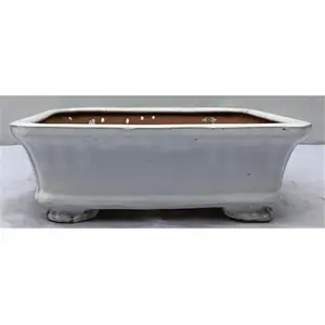212 MAIN Rectangular White Ceramic Bonsai Pot - Home Decor Flower Pot for Indoor Plant Display and Garden Supplies, Home Decor Pots, Flower Pots