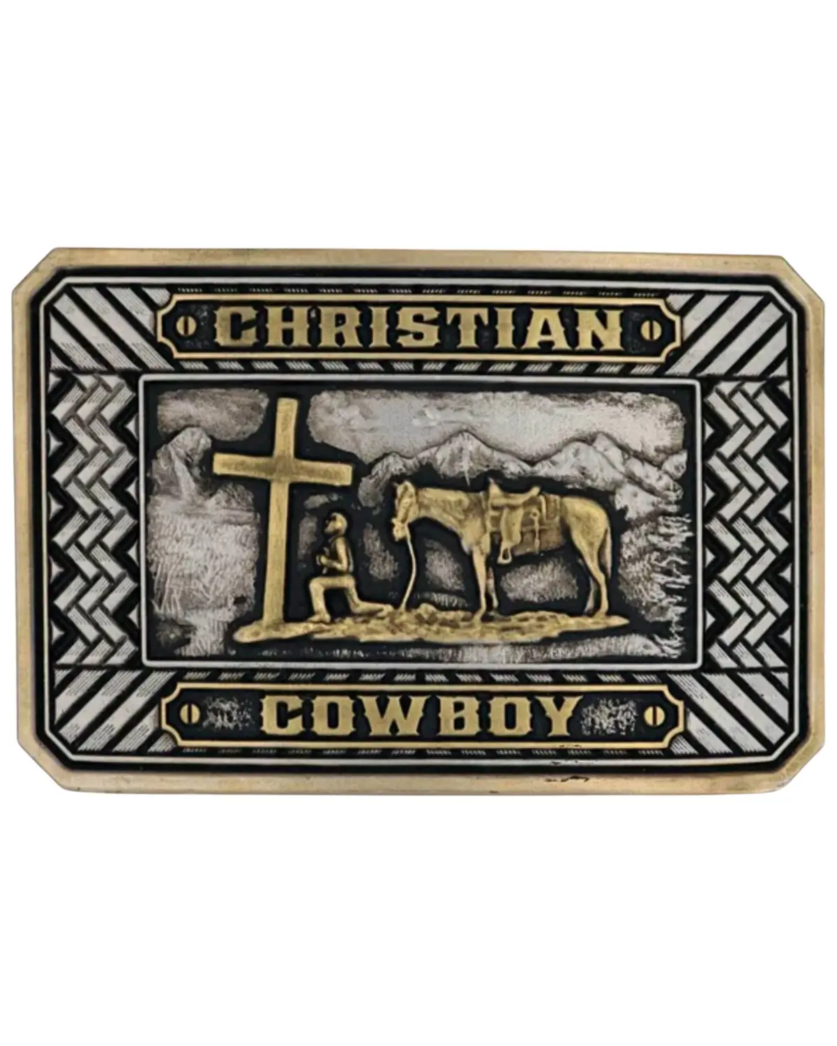 Montana Silversmiths Men's Men'S Beaming Christian Cowboy Attitude Buckle - A898