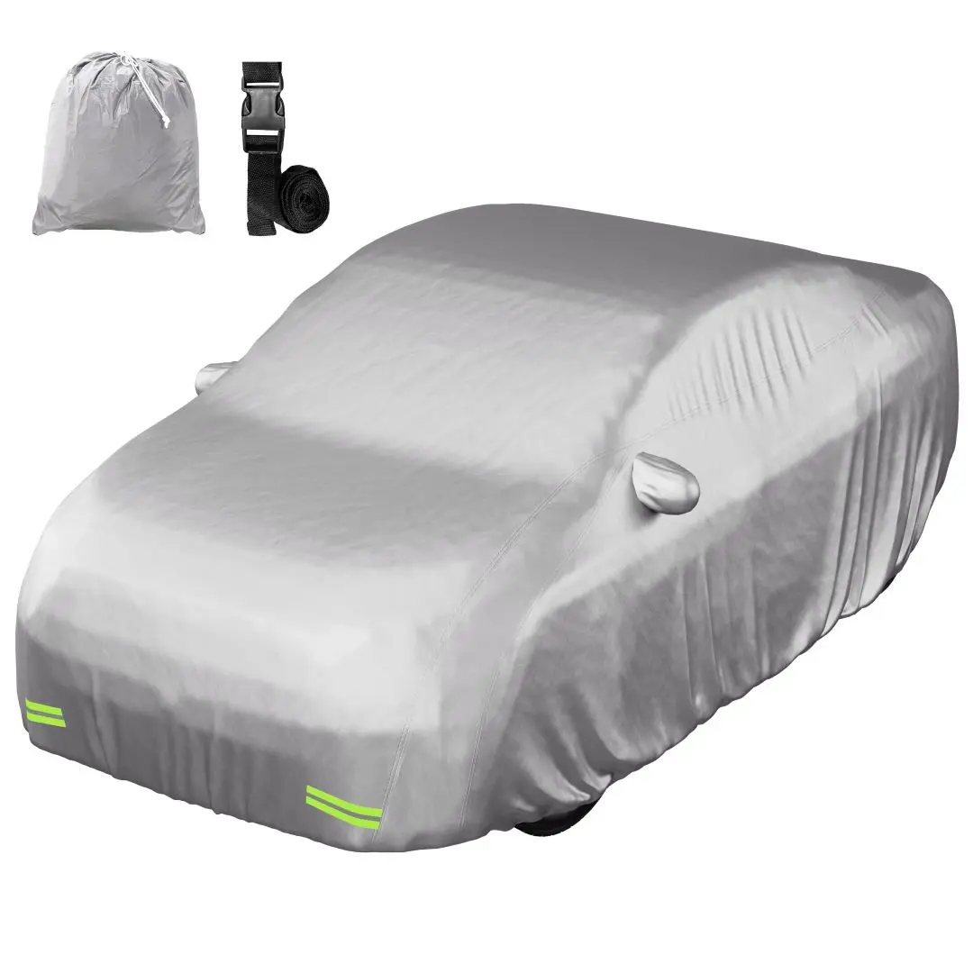 Mockins Car Cover for Automobiles, 200”x75”x60” Silver 190T Polyester Cover for Sedan Vehicles, Car Covers For Automobiles