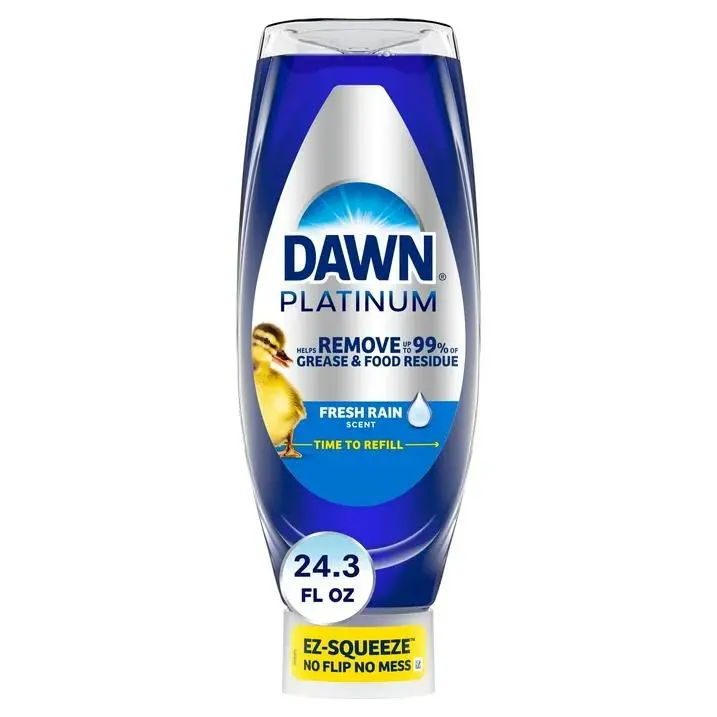 Platinum EZ-Squeeze Dish Soap Liquid, Dishwashing Liquid, Grease Removal, Fresh Rain, 24.3oz