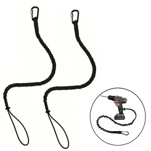 Safety Rope Tool Lanyard, Adjustable Anti-fall Rope with Buckle, Retractable Rope for Outdoor, Carabiner