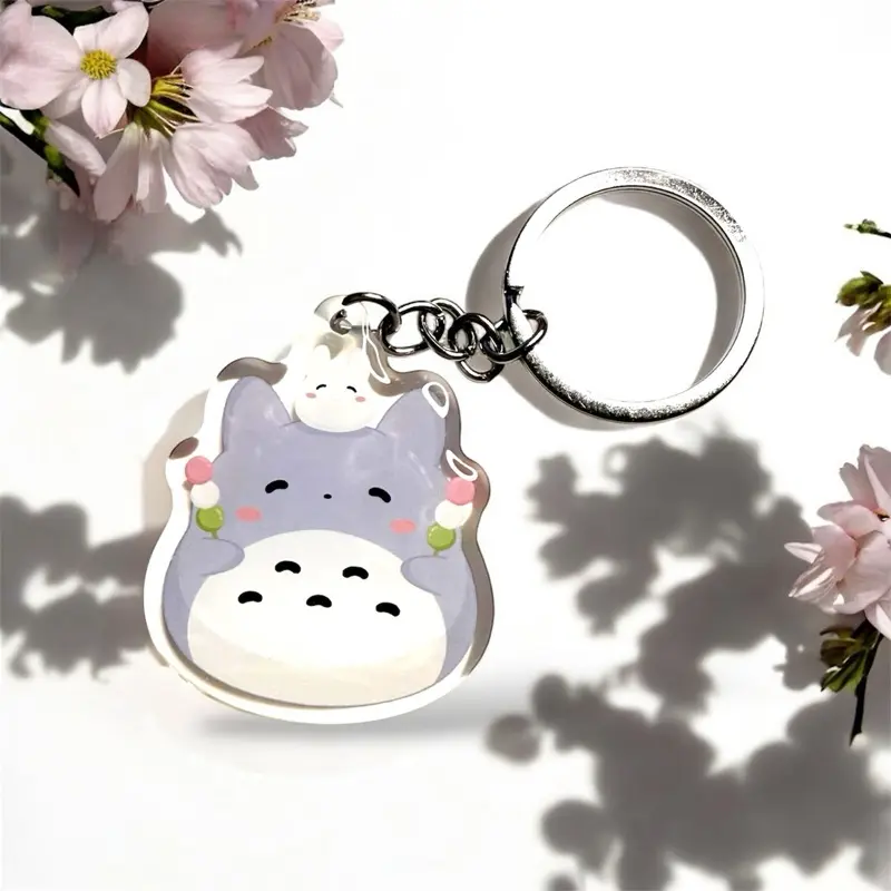 Totoro Dango Keychain - cute design with studio ghibli Totoro holding Japanese dango
