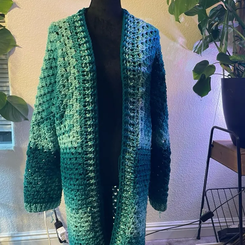 Teal Hexagon Cardigan