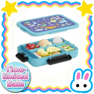 BPA Free Leakproof Lunch Box For Kids 5 Compartment Bento Container With Utensils Microwave Safe Dishwasher Safe Portable Food Storage Box For School Travel Camping Outdoor Activities Daily Use