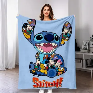 [SummerVibes] DISNEY CLASSIC Stitch, Mickey Mouse Blanket, Soft, Suitable for Bed, Sofa, Office, Outdoor, Modern Design, Theme Decorative Blanket