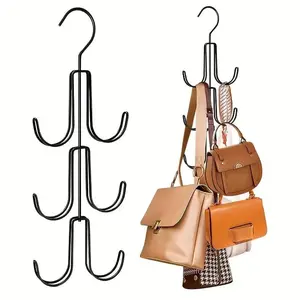 Stainless Steel Multi-Layer Clothes Hanger, Painted Finish, Storage Rack Organizer for Bags Scarves Belts Accessories, Space-Saving Design