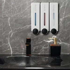 Wall Mounted Shower Gel Shampoo Conditioner Dispenser, 3 Counts Soap Dispenser, Soap Container, Bathroom Supplies for Home Hotel