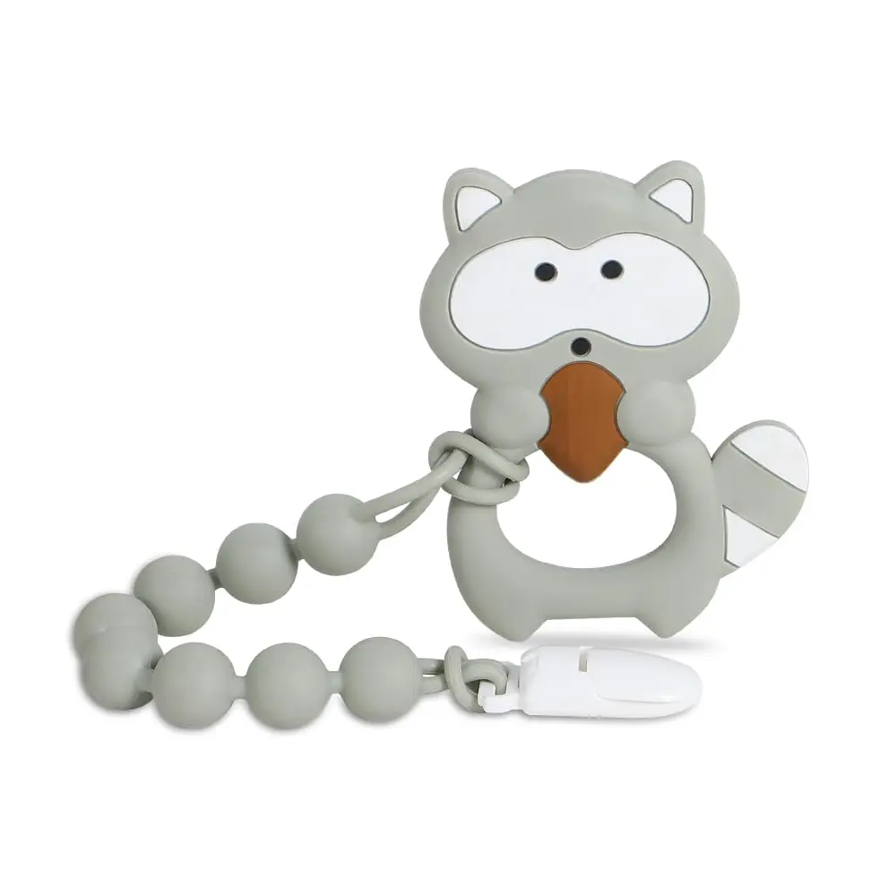 Food Grade Silicone Baby Teether Toy | BPA-Free Teething Relief Chew Toy with Pacifier Clip for Infants 3 Months+