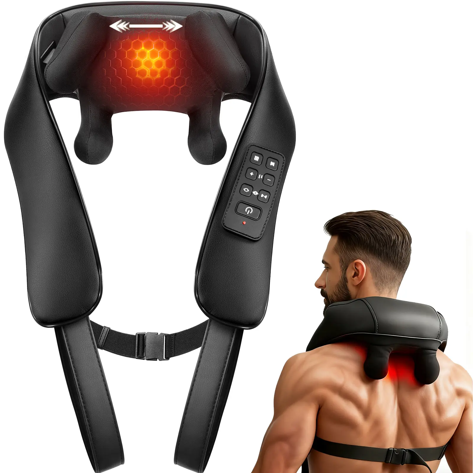 Upgrade Neck Massager with Heat – Cordless 6D Shoulder Massager with Adjustable Width, 6 Nodes, Fits Broader Bodies, for Neck, Back, Traps – Gift for Men & Women – MASGRE summerwins
