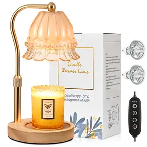 Flower Candle Warmer Lamp with Timer and Dimmer, Height Adjustable, Unique Glass Lily of the Valley Lamp for Home & Bedroom Decor, Ideal Gift for Birthday/Mother's Day, Christmas Gifts