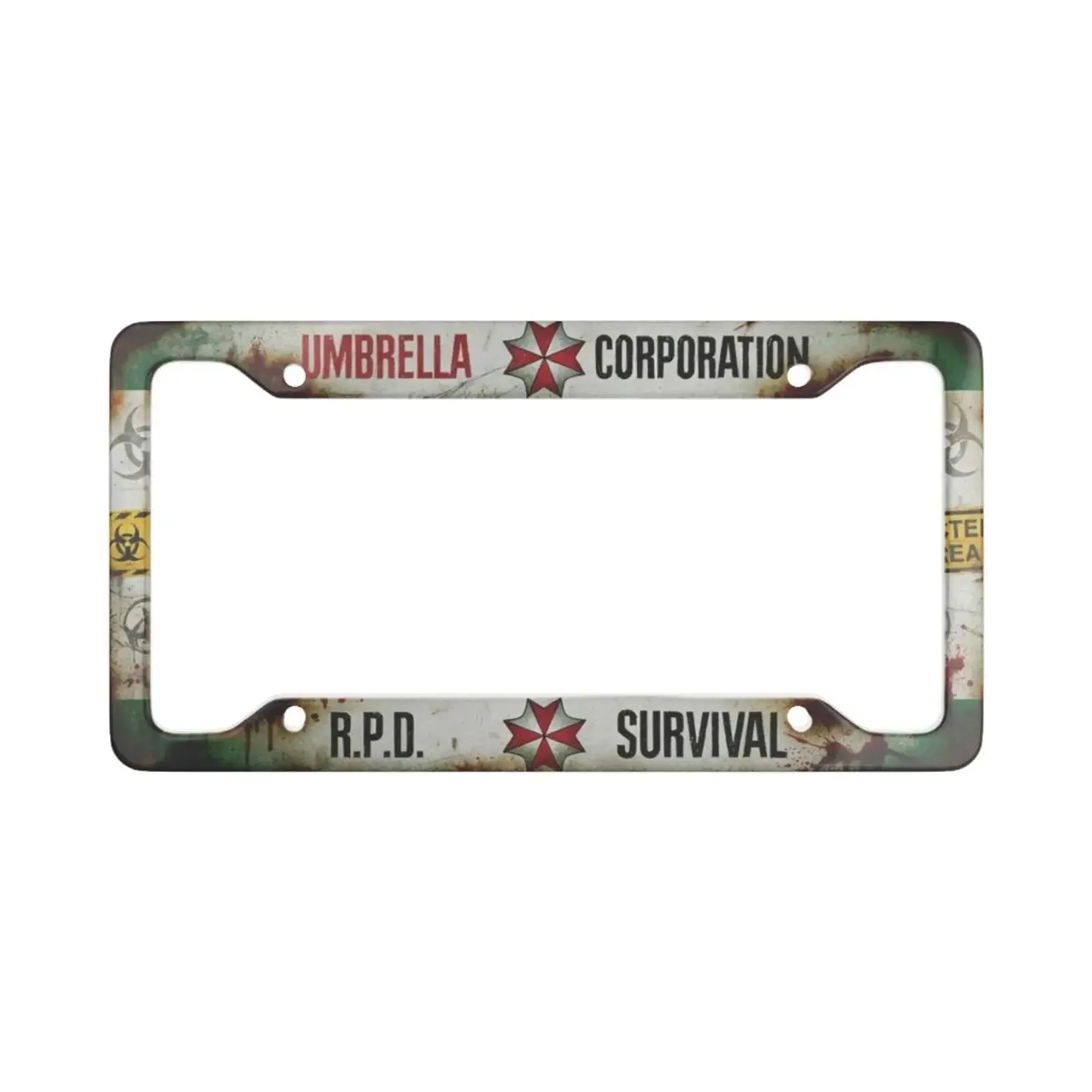 Umbrella Corporation R.P.D. Survival License Plate Frame | Horror Gaming Theme