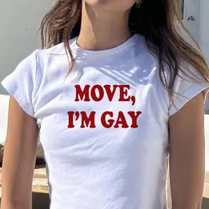 Move Im Gay Baby Tee, Gay Lesbian Crop Tee, Women Y2K Top, Pride Month Top, LGBTQ Clothing