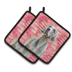 212 MAIN Thick Insulated Fabric Hanging Pot Holders for Weimaraner Lovers, Colorful Kitchenware Bakeware 2-Piece Set