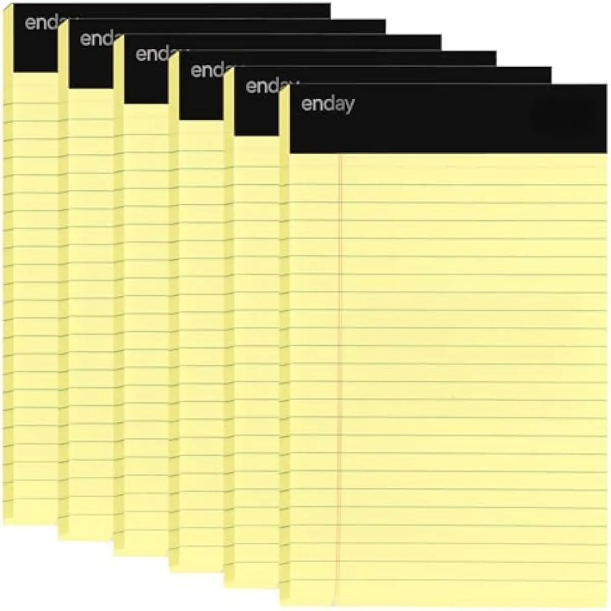 Emraw Jr. Legal pad, legal/wide Ruled Writing Pad. Perforated Edge. 5" X 8" Canary Yellow, Universal, Junior Size 50 sheets per Pad (Pack of 6)