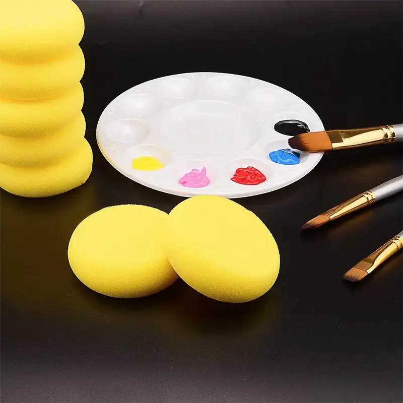 10 Pack Synthetic Artist Painting Sponges, Round Clay Texture, High Absorbency, Ideal for Watercolor Ceramic Crafts, Durable Reusable Paint Sponges