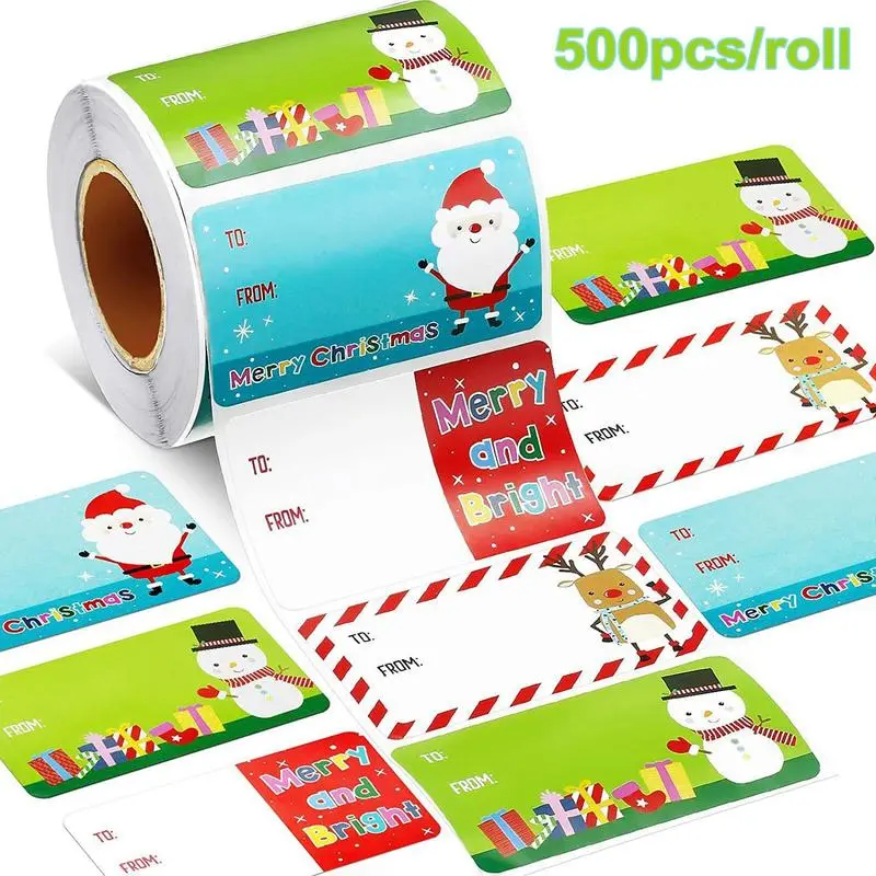 Cartoon Pattern Stickers,200-500pcs/roll Gift Name Tag Sticker, Holiday Gift Decor Label Sticker, Home Decor Collection, School Supplies, Valentine's Day Gift