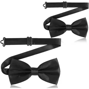 2PCS Bow Ties for Men, Adjustable Black Bow Tie, Classic Bow Tie for Weddings, Banquets, Bands, Graduations, Christmas, Celebrations and Any Other Formal Occasions