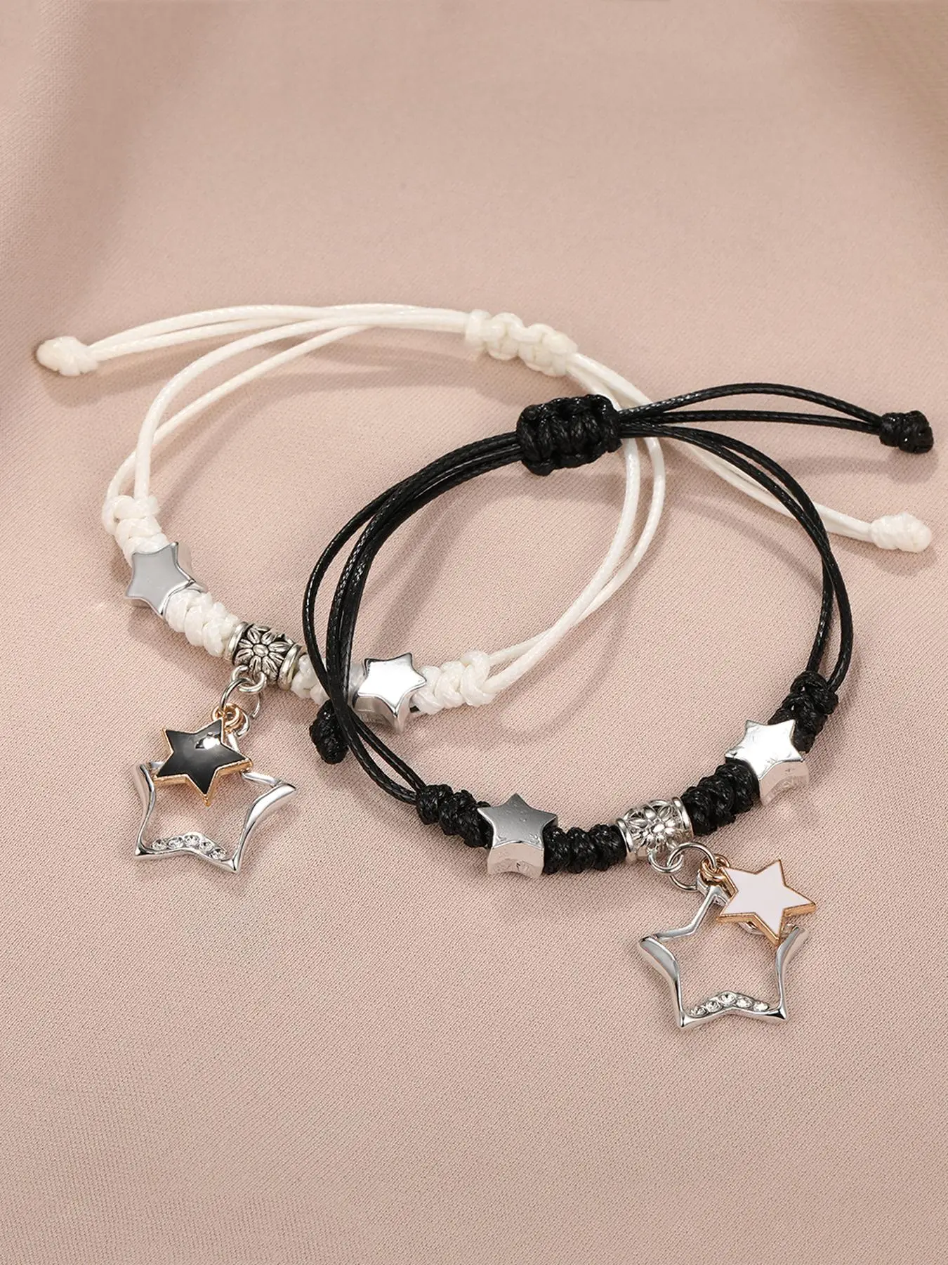 Hollow Star Decorated Couple Bracelet for 2pcs Pull Adjustable Matching Bracelet Kit Decor, Fashion All-match Y2k Jewelry for Party, Daily Clothing De